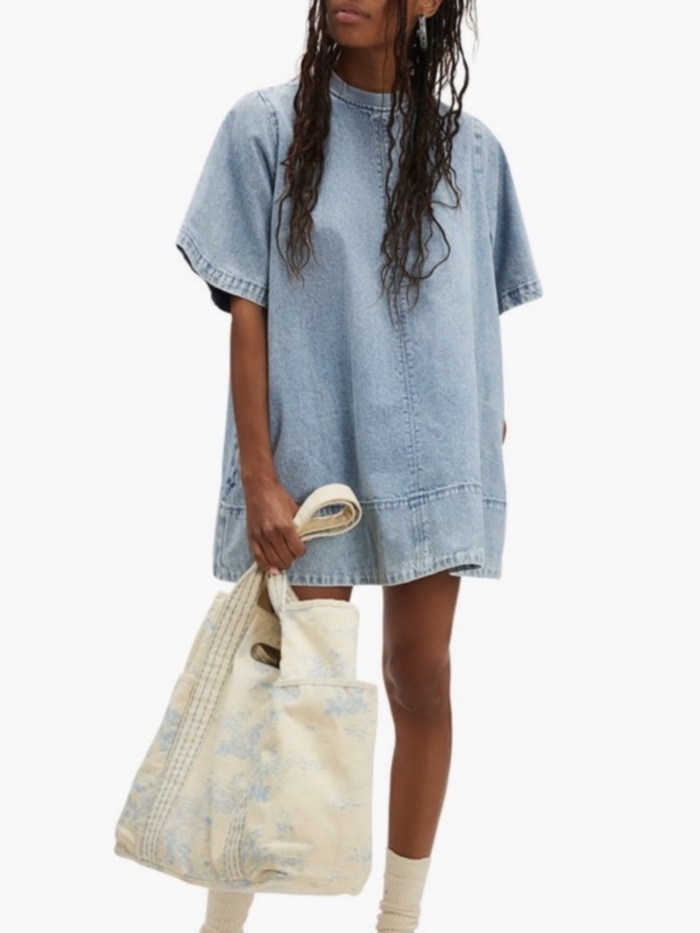 NWT Free People x We The Free Harlow Denim Mini Dress in Ocean Blue - Picture 6 of 14